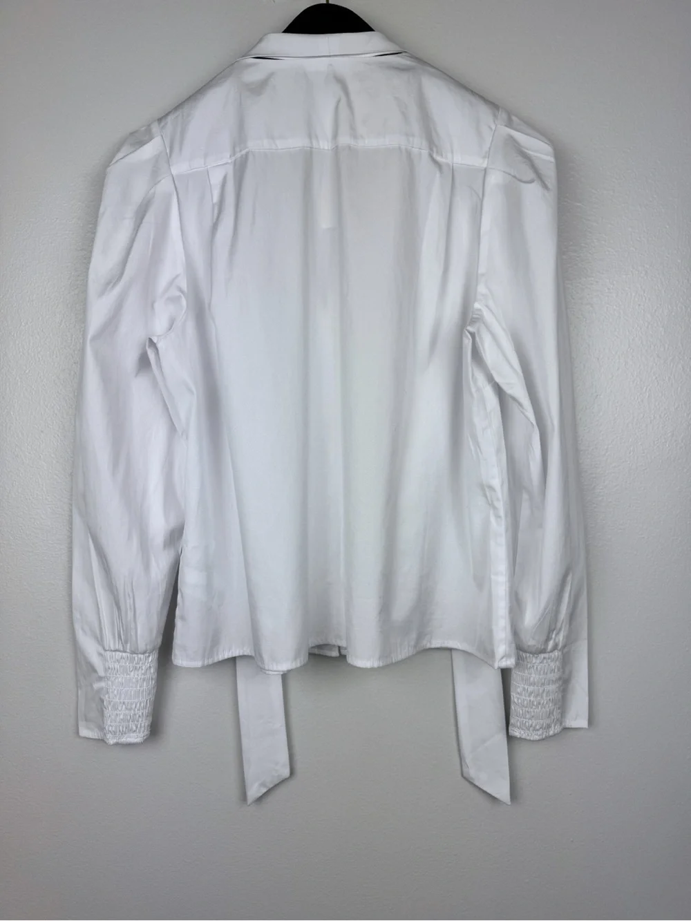 Madewell V-Neck Button Front Puff Sleeve Removeable Necktie Top White Size M NWT